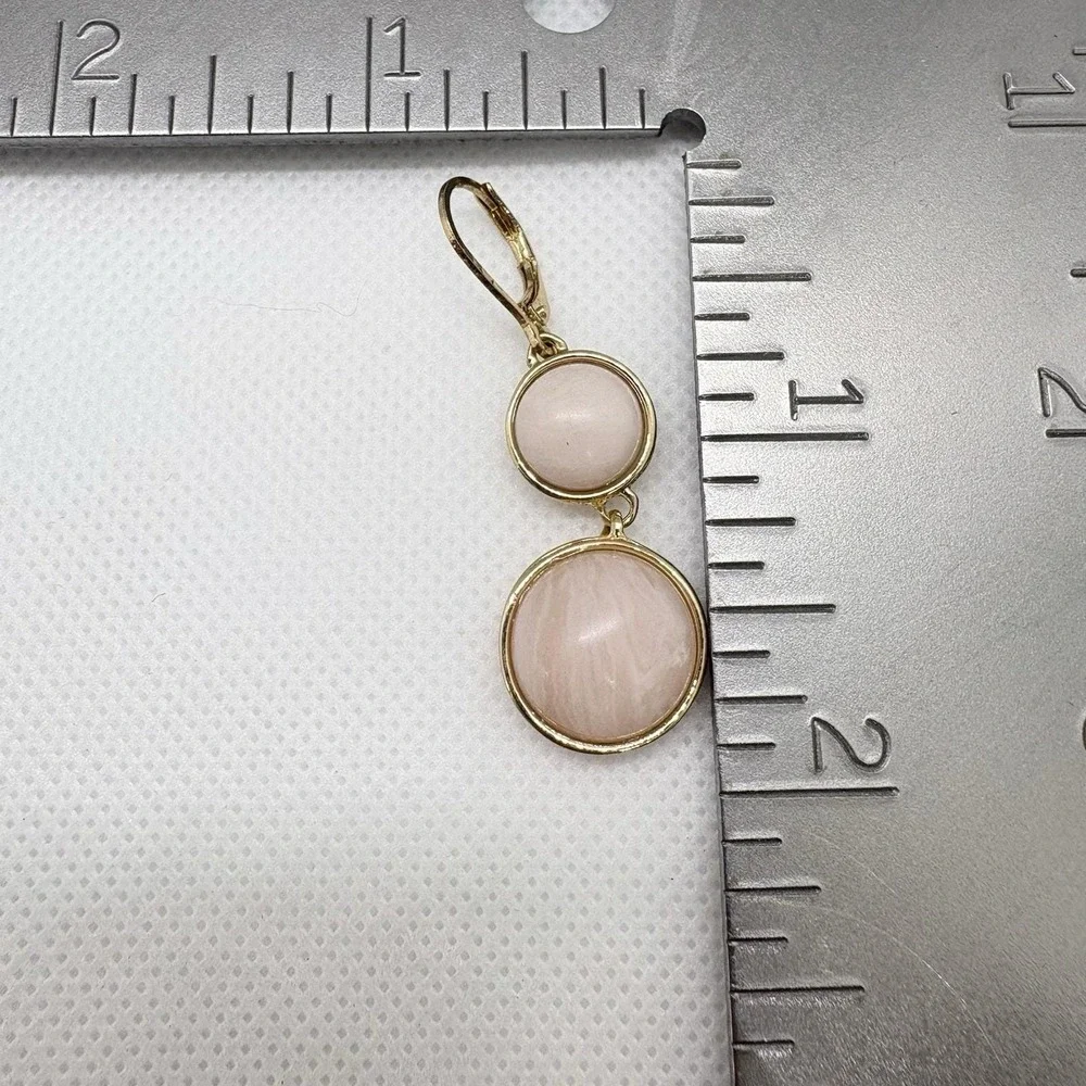 Lot of 2 Vintage Monet Earrings Gold Tone Black Cream Enamel Hoops Pink Moonglow